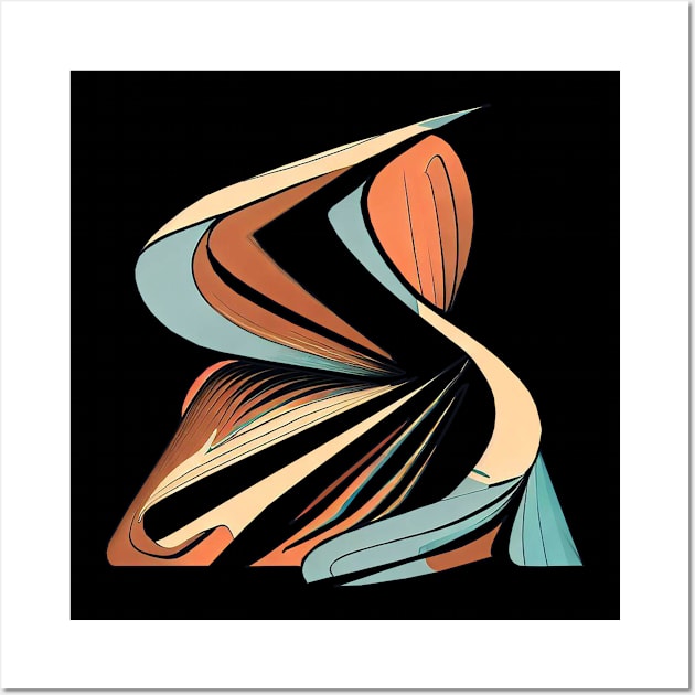 Modern abstract | Dancing curve | Red, Blue, and Orange Wall Art by Horizon Line Apparel